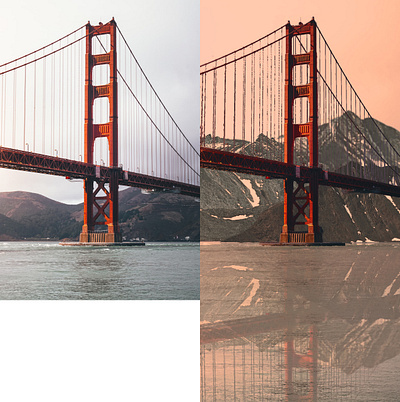 The red bridge app before and after blue branding design edit editing illustration logo ui
