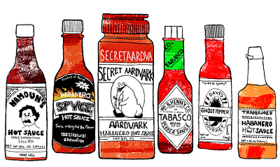 Hot Sauce Lineup graphic design illustration