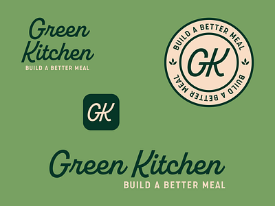 Green Kitchen badge brand branding clean design green identity illustration logo