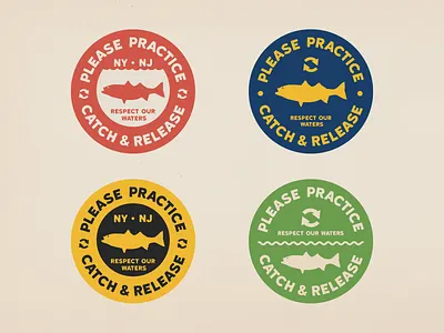 Catch & Release badge branding design fishing illustration logo outdoors sticker vector