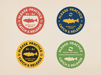 Catch & Release badge branding design fishing illustration logo outdoors sticker vector