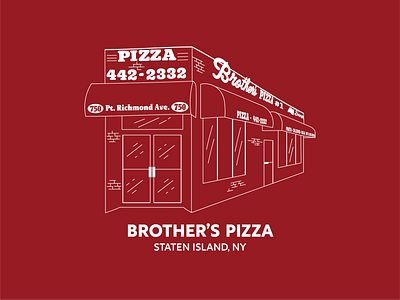 Brother's Pizza branding clean design drawing illustration new york city old pizza