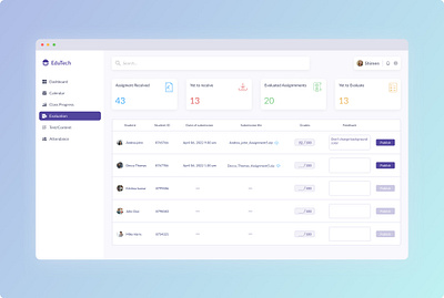 EduTech - A student Management Tool - Evaluation assignment class evaluation grades marks product design score student ui ux web app