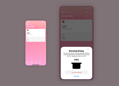 SmartThings Stove On Pop-up Alert : A Concept 16 dailyui16 dailyuichallenge day16 loi overlay popup smartthings stovetop ui