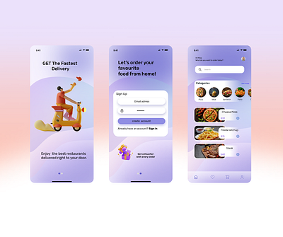 Food Delivery - Mobile App app design food food delivery illustration mobile typography ui