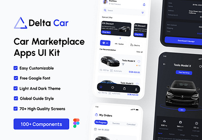 Delta Car - Car Marketplace UI Kit app design minimal mobile app ui ui kit ux