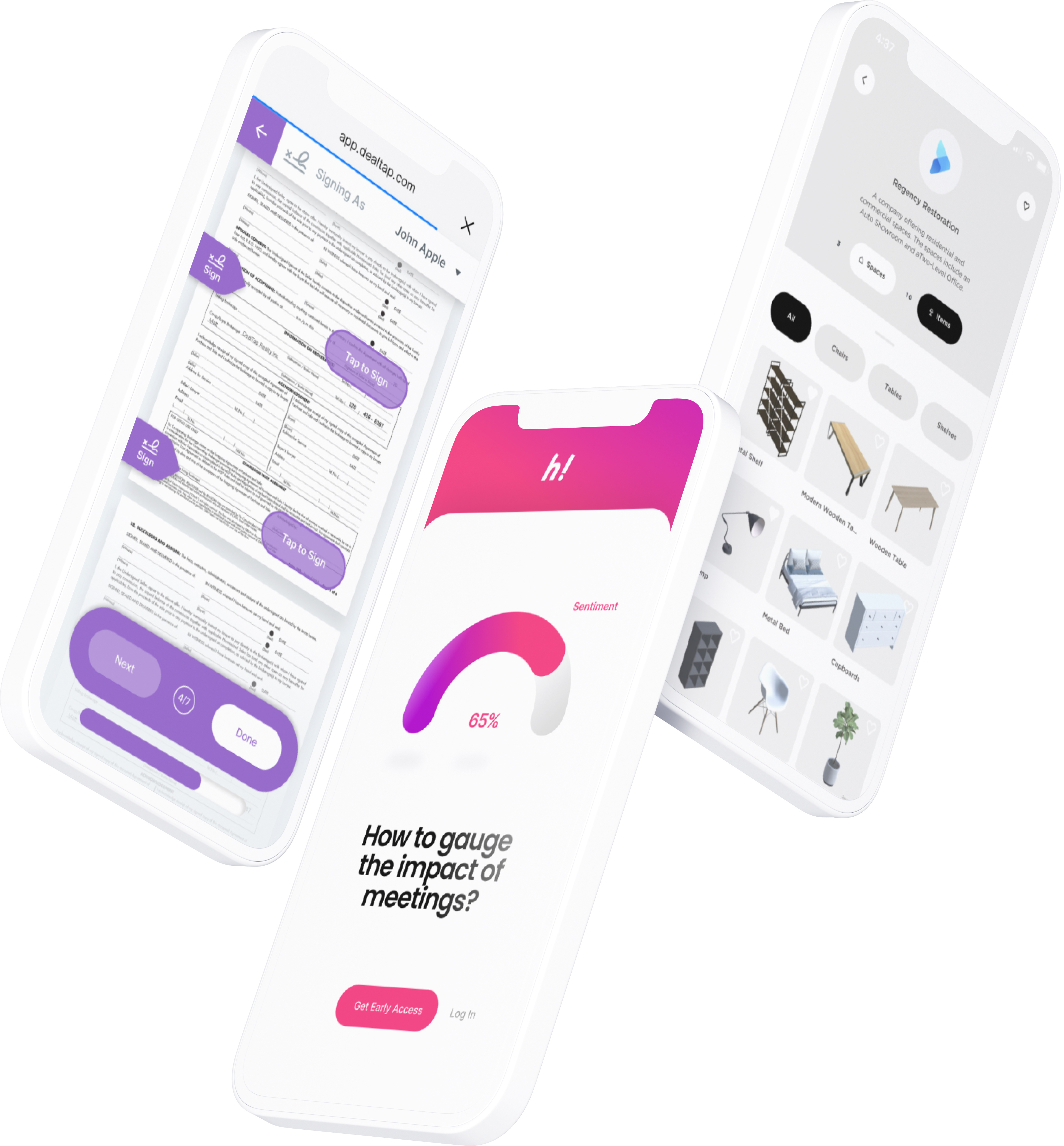 Mobile UX/UI Collage | DealTap, Huah! & SpaceCard mobile ui ux