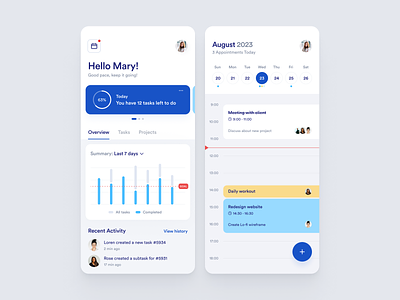 Task Management App activity analytics calendar chart clean dashboard management mobile performance planner project saas schedule task task manager todo todo list ui ux worklist