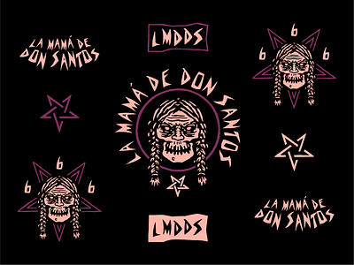 LA MAMÁ DE DON SANTOS brand identity brand kit branding design illustration lettering music rock and roll rock band vector visual brand