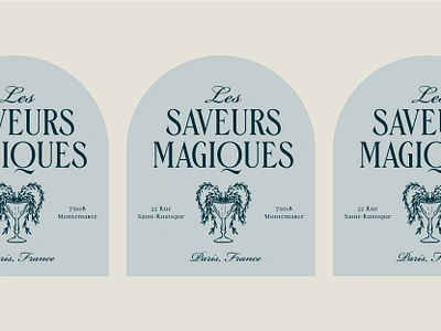 Les Saveurs Magiques badge brand identity branding classic design french graphic design illustration logo restaurant typography vector vintage