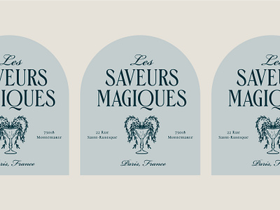 Les Saveurs Magiques badge brand identity branding classic design french graphic design illustration logo restaurant typography vector vintage
