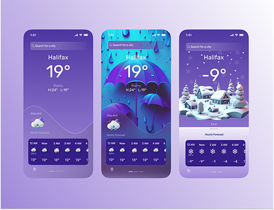 Weather - Mobile App app design mobile typography ui weather