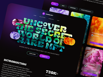 Smoke Rare NFT Landing Page clean dark mode design digital rare landing page mobile nft smoke product design ui ui design wave web