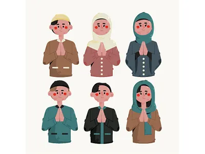 Eid Mubarak Muslim People Characters character eid happy illustration islam mubarak muslim people ramadan vector