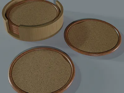 Wood and Cork Coasters 3d blender