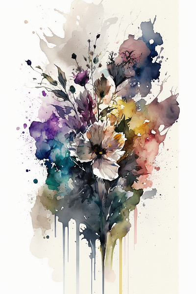 Abstract Watercolor Flower