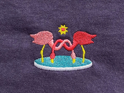 lovebirds bird bounty drink embroidery flamingo intertwine knot love neck partners sun thirst water