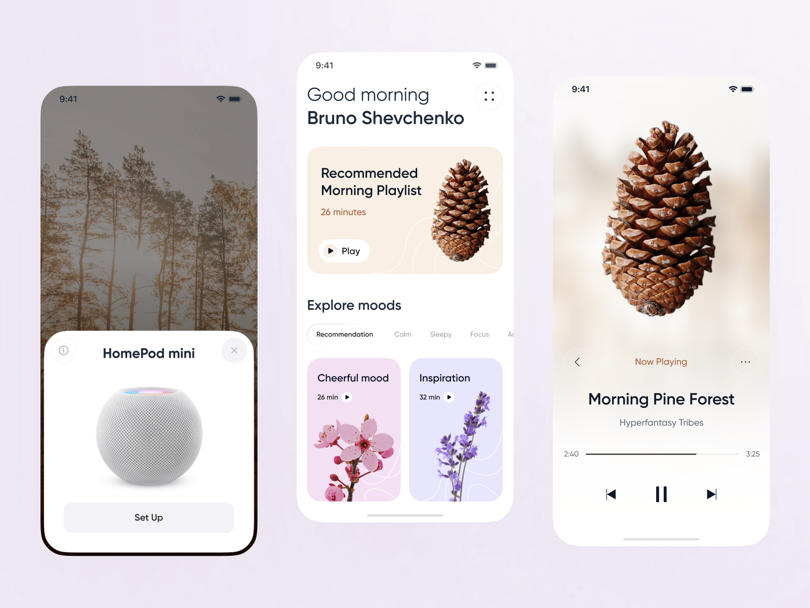 Meditation Audio Player - Mobile App ambience app audio calm design focus hyperfantasy inspiration medication meditation mobile music nature play player relax sound ui ux waffle