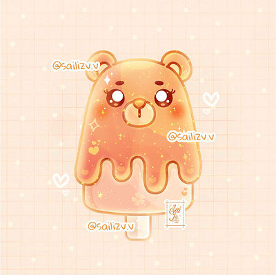 Ice cream bear kawaii by sailizv.v adorable adorable lovely artwork concept creative cute art design digitalart illustration