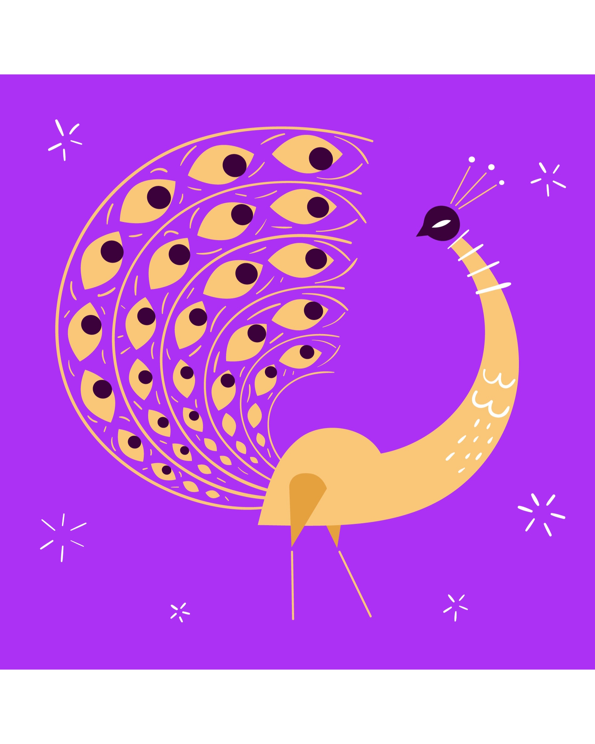 All eyes on me adobe illustrator animal bird black drawing flat illustration gold graphic illustration illustration illustrator peacock vector