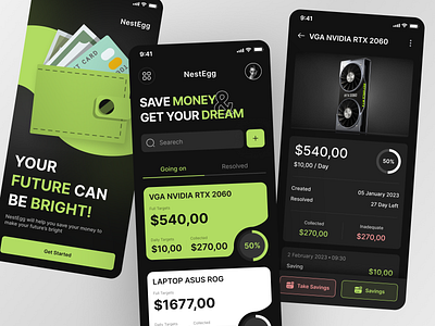 NestEgg Mobile Apps Design Concept design finance graphic design mobile app mobile app concept money money savings saving money savings ui ui design ux