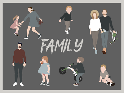 Family adobe illustrator draw flat illustration vector