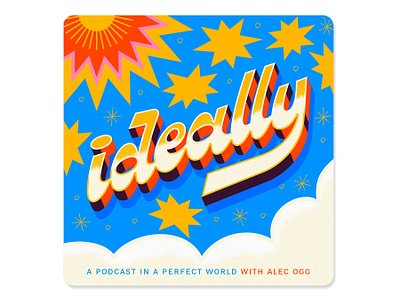 Ideally Podcast Art dropshadow illustration lettering podcast podcast art retro sky star typography