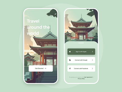 Travel around the world app illustration ui