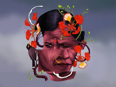 Myna art design flower illustration kerala myna sajid woman