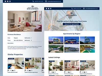 BatamApartments - Property Agency Homepage Design apartment homepage landing page property property agency property agent real estate ui website