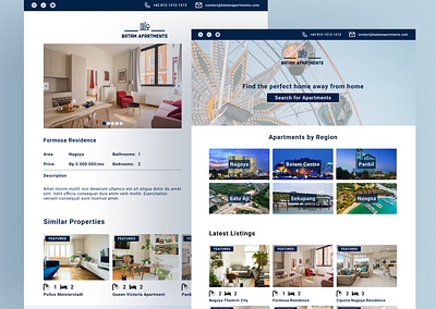 BatamApartments - Property Agency Homepage Design apartment homepage landing page property property agency property agent real estate ui website