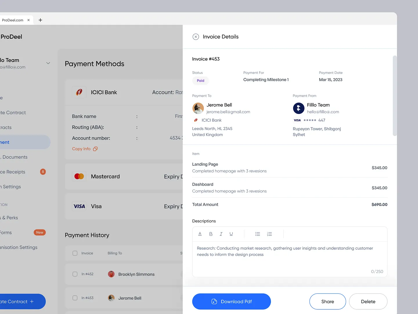 Streamlined Payment History Page for Efficient Invoice Management