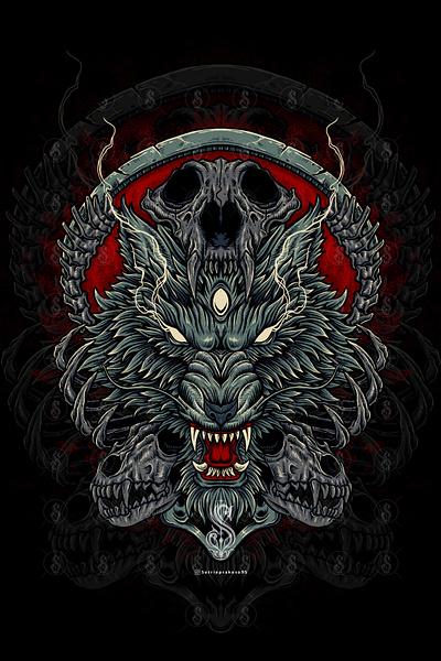 WOLF art artwork graphic design illustration logo skull tattoo tshirt wolf