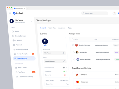 ProDeel - Team Settings Page admin dashboard menu minimal nav navigation preferences product design saas settings tabs team team management ui ui design user management users ux ux design web app