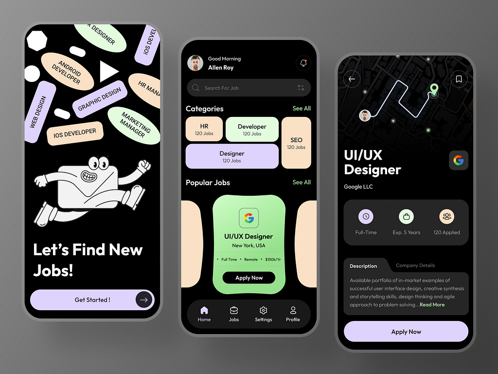 Job Finder App Design Concept by MQoS UI/UX for MultiQoS on Dribbble