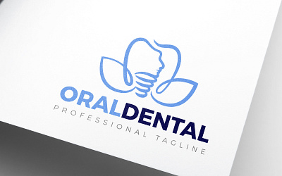 Floral Magnolia Oral Dental Logo Design elegant floral implant