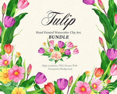 Tulip Watercolor Clipart Set easter flower floral png clipart spring flower png watercolor tulip