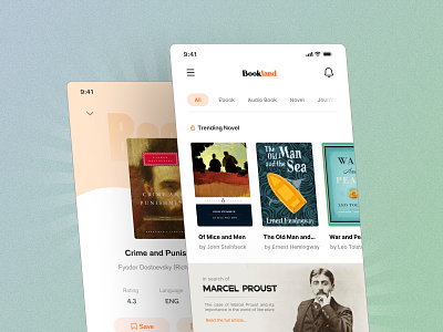 Ebook Mobile App app ui audio book book book app book shop books bookstore e book ebook library mobile app mobile book novel reading ui design