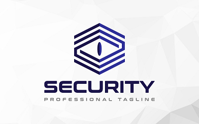 Hexagonal Security Eye Logo Design defense security shield