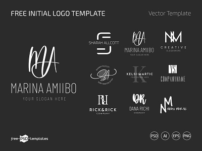 Free Initial Logo Template flyer free freebie logo logo set logos logotype photoshop psd template templates