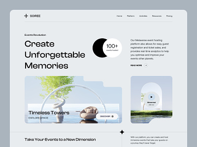 SOIREE - Metaverse Events Website bold clean design events interface metaverse ui uitrends ux web web design website
