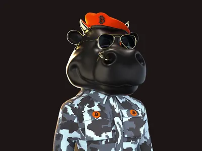 Commando Bull 3danimation 3dart 3dcharacter 3dcollection 3dillustration characterdesign charactermodeling nft nftart nftbutcoin nftcharacter nftcollection nftordinals ordinals