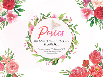 Posies Watercolor Floral Clipart Set watercolor floral