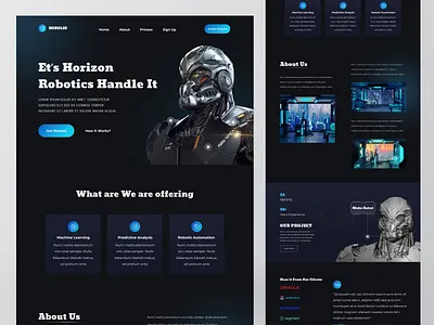Ai Robotics website Design ai ai website artificial intelligence branding dashboard design design graphic design illustration landing page landingpagedesign logo metaverse nft marketplace robotics robotics website design ui web design website
