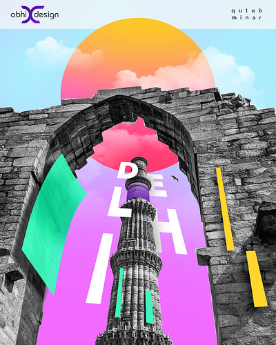 My style of representing #qutubminar design graphic design ui