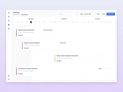 Verto | Product Management Platform calendar capacity analysis clean ui customer insights dashboard epic features product design product management project management project planning roadmap saas task planning timeline uxuidesign visual identity web app