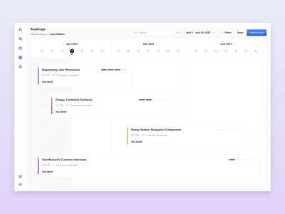Verto | Product Management Platform calendar capacity analysis clean ui customer insights dashboard epic features product design product management project management project planning roadmap saas task planning timeline uxuidesign visual identity web app