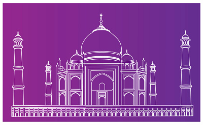 Drawing of Taj Mahal 7 wonders drawing graphic design illustration india line art sketch taj mahal vector