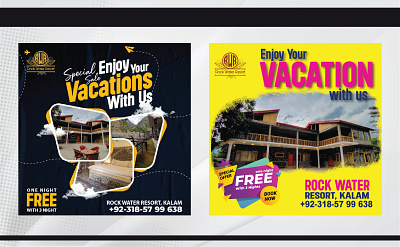 Social Media Posts brand branding design graphic design illustration insta resort social media vacation vector
