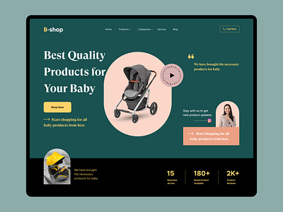 E-commerce Landing Page Concept baby shop buy clean color design e commarce hader design landing page minimal online shoping online store product sell template ui ui kit uiux design user interface website